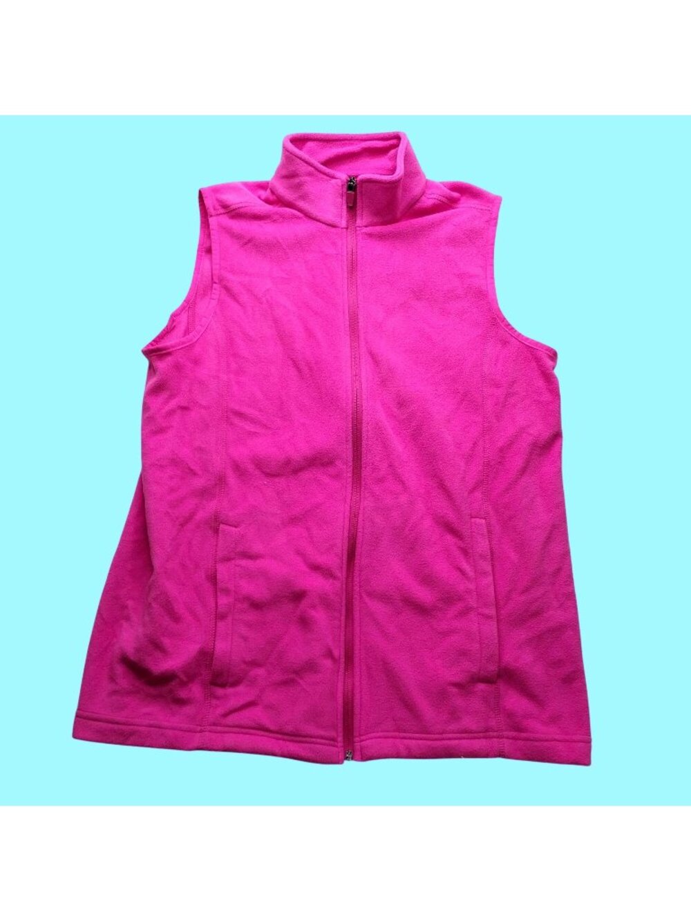 Lands End Pink Fleece Full-Zip Vest Size M Sleeveless Soft & Warm OEKO-TEX Certi
